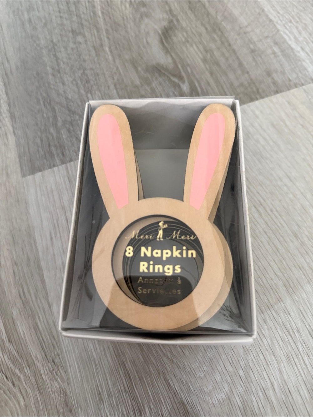 Meri Meri Bunny Ear Napkin Rings - Pink and Natural